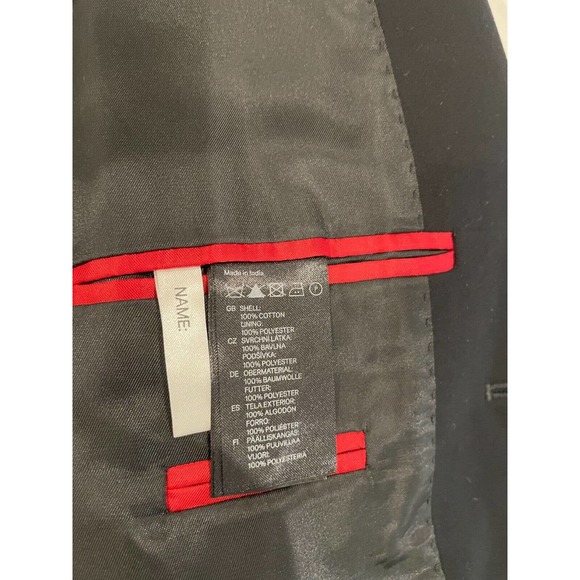 Boys H&M Cotton Black Lined Blazer Jacket Sport Coat Sz 13-14y - Picture 3 of 5